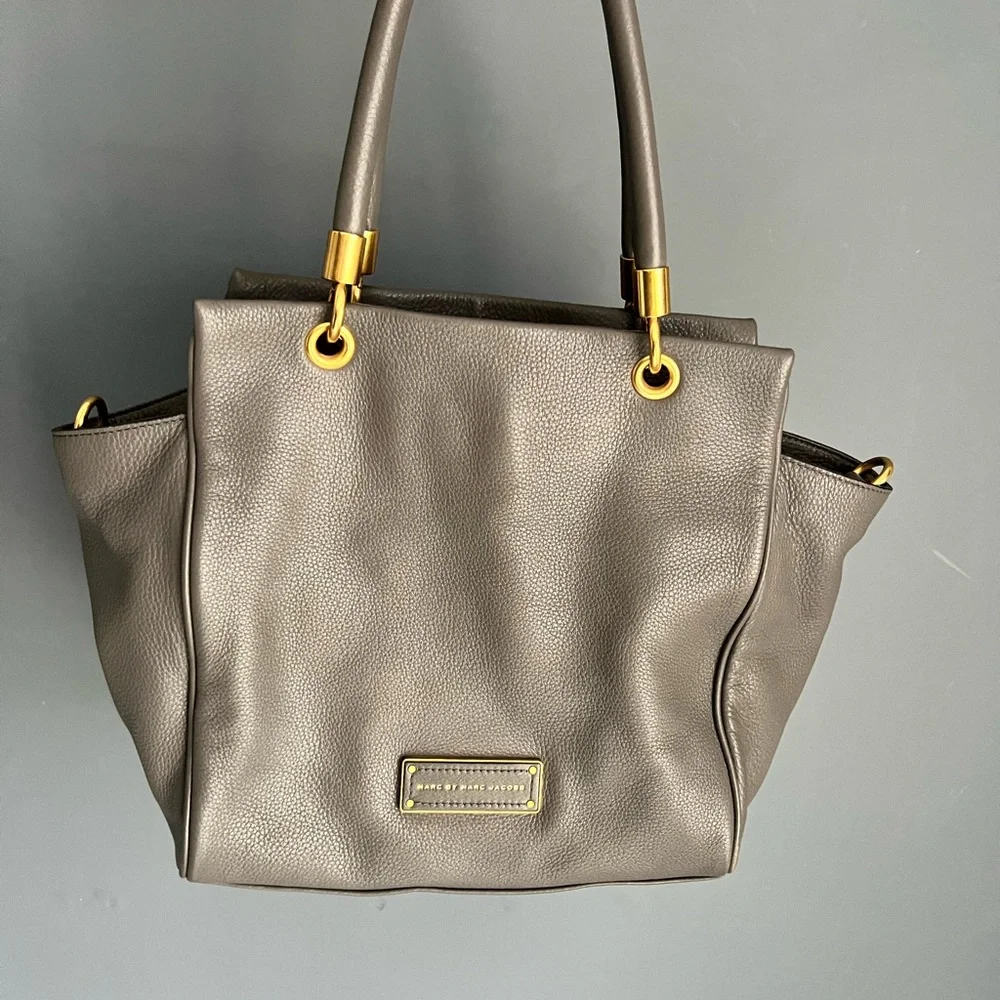 Marc By Marc Jacobs Gray Leather Satchel with Gold Hardware